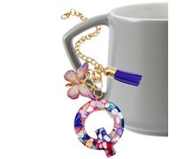 Ruwshuuk Breloque en forme de lettre | Décoration de tasse avec papillon et pompon, joli pendentif tendance pour sac à dos, initiale de tasse, bijou pour femmes et filles, Refer to description, se
