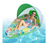 Ruwshuuk Canopée flottante pour piscine, flotteurs de natation - Radeau gonflable avec protection solaire pour le sport, les enfants, les tout-petits, la plage, la mer, le printemps, l'île de natation