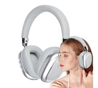 Ruwshuuk Casque avec suppression du bruit, casque supra-auriculaire avec microphone intégré, écouteurs légers pour streaming, transmission, trajets en avion, bureau, entraînement, course