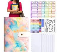 Ruwshuuk Classeur d'argent - Format A6 - Avec enveloppes - Organiseur budgétaire avec enveloppes - Cartes pour la maison, l'école, les voyages, les adultes, les enfants