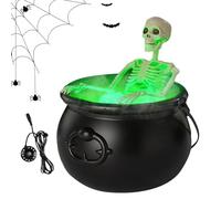 Ruwshuuk Décorations Halloween chaudron squelette | Figurines potion sorcières - Figurines décoratives avec lumières à fil pour intérieur et extérieur, fête, salon, adultes