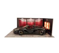 Ruwshuuk Diorama de garage, modèle de garage - Modèle de stationnement LED moulé sous pression à l'échelle 1/24, scène de stockage du modèle de voiture pour chambre à coucher, salon, dortoir