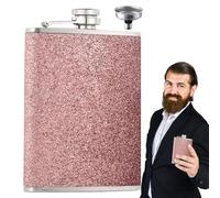 Ruwshuuk Flasque à alcool - Flasque à alcool en acier inoxydable de 227 ml avec entonnoir - Bouteille à liqueur portable étanche avec paillettes pour whisky et