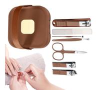 Ruwshuuk Kit de soin des ongles - Ensemble de 7 outils de manucure - Kit de coupe des ongles avec étui de transport - Kit d'hygiène portable pour homme et femme