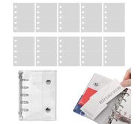 Ruwshuuk Lot de 10 feuilles de papier de remplissage pour carnet de notes avec couverture en PVC transparent à 5 anneaux, collection d'art pour fête d'anniversaire, voyage, voiture, scrapbooking