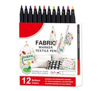 Ruwshuuk Marqueur pour tissu, 12/24 couleurs, marqueurs pour vêtements, textiles, aquarelle, lavables, pour la maison, l'extérieur, le linge, les chaussures, la céramique, les graffitis, les sacs de