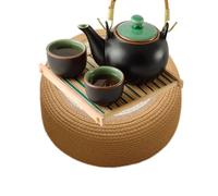 Ruwshuuk Meditations Coussin de sol, rond, en paille, coussin d'assise épais, respirant, tatami