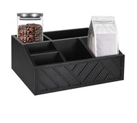 Ruwshuuk Organisateur de Station Café pour Plan de Travail,Organisateur De Comptoir Pour Bâtonnets En Bois | Panier De Rangement Avec Grands Compartiments Pour Accessoires De Cuisine Dosettes