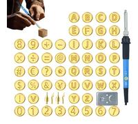 Ruwshuuk Outils pour pyrogravure sur bois - Kit pour pyrographie, sculpture et décoration à feu, modèles alphabet et chiffres, stylo avec température réglable, moules pyrotechniques pour adultes et