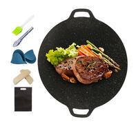 Ruwshuuk Poêle grill coréenne - Poêle en fer pour barbecue de style coréen, plaque grill multifonction, accessoire de cuisson portable pour camping, jardin, cour, pique-nique, barbecue en plein air