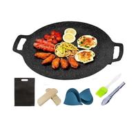 Ruwshuuk Poêle ronde à pour barbecue - Poêle circulaire antiadhésive pour flamme vive, grill multifonction, accessoire de cuisson portable pour camping, jardin, cour, pique-nique