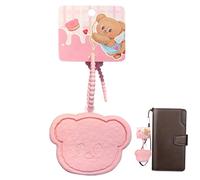 Ruwshuuk Portefeuille avec ours mignon, porte-clés avec porte-monnaie avec ours, sac en forme d'ours de dessin animé, porte-monnaie porte-clés avec petit sac, périphériques pour figurines d'anime