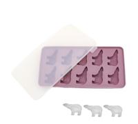 Ruwshuuk Récipient de congélation pour glaçons - Forme d'ours polaire mignonne avec 10 compartiments en silicone pour glaçons avec couvercle - Accessoires pour whisky, café, cocktails, bonbons