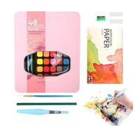 Ruwshuuk SECK SULD SCEGKING Kit de peinture pour débutants, kit de peinture pour adultes, aquarelle, 48 couleurs, palette de croquis, kit d'art de voyage, fournitures de peinture pour