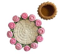 Ruwshuuk sous-Verres Décoratifs Fleur au Crochet - sous-Verres en Tricot avec Motif Bouquet De Fleurs - Dessous de Table Doux et Vintage pour Café Restaurant Hôtel Bureau Maison Anniversaire
