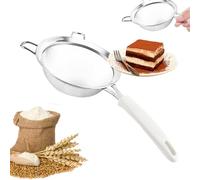 Ruwshuuk Tamis à farine en acier inoxydable double couche 30 mailles | Passoire de cuisine pour sept égouttements, filtre, rinçage, presse-agrumes, cuisine, maison