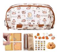 Ruwshuuk Trousse Capybara Scolaire - Sac Porte-Crayon Résistant - Sac Esthétique Rangement Fournitures Large Ouverture pour Enseignants Adolescents École