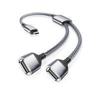 RUXELY Câble Adaptateur USB C vers Double USB A 2.0 Femelle 0.3M,Type C Mâle vers 2 USB Ports OTG Splitter 2 en 1 Convertisseur Hub pour MacBook,iPhone 15 16 16e,iPad 10 Air 5 Mini 6,Galaxy S25 S24