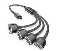 RUXELY Câble Adaptateur USBC vers 4 USB A 2.0 Femelle 0.3M,Type C Mâle vers 4 USB OTG Rallonge 4 en 1 Port Répartiteur pour iPhone 15,Samsung Tab S7 S8,A13 A22 A23 A32 A33 A41 A42 A52 A53,A72 A73