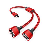 RUXELY Câble Adaptateur USBC vers Double USB A 2.0 Femelle 0.3M,Type C Mâle vers 2 USB Ports OTG Splitter 2 en 1 Convertisseur Hub pour MacBook,iPhone 16 15,iPad Air 4 5 Mini 6,Samsung S23 S22 A54