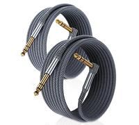 RUXELY Câble Stéréo Audio Jack 6,35 mm (9M/2 Pack) Cordon Coudé Instrument TRS 1/4 Mâle vers Mâle à Angle Droit pour Guitare Électrique,Basse,Clavier,Table de Mixage,Amplificateur,Égaliseur