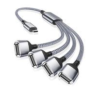 RUXELY Câble USBC vers 4 USB A 2.0 Femelle 1M,Type C Mâle vers 4 USB OTG Splitter 4 en 1 Convertisseur Adaptateur Port Extender Hub pour MacBook,iPhone 16 15,iPad Air 4 5 Mini 6,Galaxy S22 S23 A54