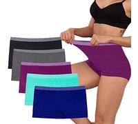Ruxia Lot de 5 culottes garçonne sans couture pour femmes en nylon et spandex, sous-vêtements extensibles, boxers, XXL
