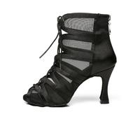 RUYBOZRY Bottes de Danse Latine Femme Bachata Salsa Chaussure de Danse de Salonavec Talons 8,5cm Semelle en Daim Noir EU 37.5