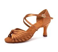 RUYBOZRY Chaussures de Danse Latine Femme Chaussures de Danse de Salon Tango Valse Fête Sociale Salsa,1219ZS-Marron-7.5,EU40