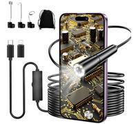 Ruycllo Camera Endoscopique avec Lumière - Sonde 8mm 1920 HD, 6 LEDs, Câble Semi-Rigide 5m IP67 - Camera Inspection Canalisation pour Android & iOS, Endoscope pour Réparation Auto, Plomberie, Maison