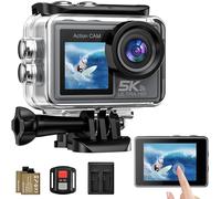 Ruycllo Caméra Sport 5K/4K, 50MP Caméra d'action, 30M/98FT Camera Étanche- Stabilisation EIS, Grand Angle 170°, WiFi Camera Casque Moto, Appareil Photo Étanche pour Plongée, Vélo-sans Carte Mémoire