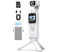 Ruycllo Caméra Vlog 4K, Caméra Action Stabilisée avec Gimbal - Stabilisation 2 Axes, Écran Tactile avec Carte 64Go, Suivi Facial/Objet, 200 Min d'enregistrement, Caméra Compacte pour Le Sport Le vlog