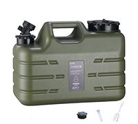 RUYI Bidon d'eau avec robinet et couvercle à visser, sans BPA, réservoir d'eau potable, portable avec poignée, pour caravane, pique-nique, randonnée, bleu transparent, 11 L, vert armée