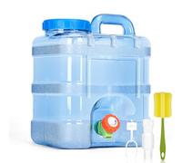 RUYI Bidon d'eau avec robinet et couvercle à visser, sans BPA, réservoir d'eau potable, portable avec poignée, pour caravane, pique-nique, randonnée, 10 L, bleu transparent