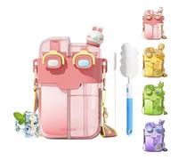 RUYI Gourde pour enfant - 780 ml - Anti-fuite - Sans BPA - Double usage - Avec paille et sangle - Bouteille d'eau Kawaii - Pour école, vélo - Avec brosse de nettoyage et autocollant