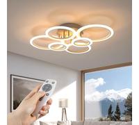 RUYI Plafonnier Led avec Telecommande,72W Eclairage de Plafond,6 Anneaux Ronde Acrylique Lampe Plafond Dimmable,2800-7000K,Lustre pour Salon Chambre Bureau Cuisine Couloir [Classe énergétique B]