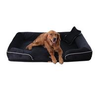 RUYICZB Canapé-lit orthopédique en Mousse pour Chien, lit pour Chien avec Surface en Velours hollandais Doux, lit Lavable pour Animaux de Compagnie avec Fond antidérapant,Noir,68x54x15cm