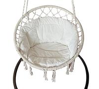 RUYICZB Coussin de Chaise hamac, Panier Suspendu Coussin de Chaise d'œuf siège Rond épais nid Oreiller arrière pour Patio Jardin balancelle Chaise Coussin Coussins de siège,Blanc