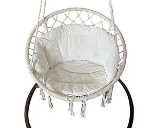 RUYICZB Coussin de Chaise hamac, Panier Suspendu Coussin de Chaise d'œuf siège Rond épais nid Oreiller arrière pour Patio Jardin balancelle Chaise Coussin Coussins de siège,Blanc
