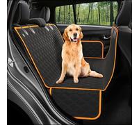 RUYICZB Dog Car Seat Cover for Back Seat,Back Seat Extender for Dogs for Car Travel,Waterproof Dog Car Seat Cover with Side Flaps for Cars Trucks,Black Orange