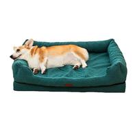 RUYICZB Lit orthopédique Doux pour Chien, lit Lavable pour Chien avec Coussin latéral, lit pour Animal de Compagnie avec Support en Mousse à alvéoles,Vert,95x70x16cm