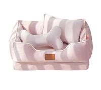 RUYICZB Lit orthopédique pour Chien et Chat, canapé-lit Confortable à 4 côtés avec Mousse à alvéoles, lit Lavable pour Animal de Compagnie avec Housse Amovible,Rose,45x35x18cm