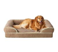 RUYICZB Lits orthopédiques en Mousse pour Chien, canapé-lit Lavable pour Chien avec traversin et Housse Amovible, lit Confortable pour Animaux de Compagnie,Kaki,130x106x23cm