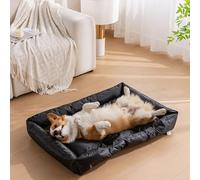 RUYICZB Lits orthopédiques imperméables pour Chiens, Lits pour Cages pour Chiens avec Coussin de traversin latéral, lit pour Animaux de Compagnie avec Doublure imperméable,Noir,40x50cm