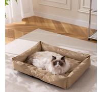 RUYICZB Lits orthopédiques imperméables pour Chiens, Lits pour Cages pour Chiens avec Coussin de traversin latéral, lit pour Animaux de Compagnie avec Doublure imperméable,d'or,60x90cm