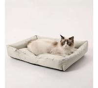 RUYICZB Lits orthopédiques imperméables pour Chiens, Lits pour Cages pour Chiens avec Coussin de traversin latéral, lit pour Animaux de Compagnie avec Doublure imperméable,Blanc,75x100cm