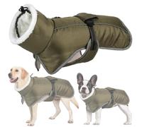 RUYICZB Manteau d'hiver pour Chien, Veste Imperméable d'hiver Chaude pour Chien avec Doublure en Polaire, Manteau Réflecteur Ajustable avec Trou pour Harnais pour Petits Et Moyens Chien,Vert,3XL