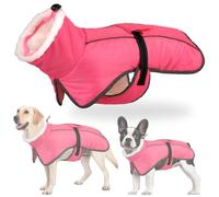 RUYICZB Manteau d'hiver pour Chien, Veste Imperméable d'hiver Chaude pour Chien avec Doublure en Polaire, Manteau Réflecteur Ajustable avec Trou pour Harnais pour Petits Et Moyens Chien,Rose,XXL