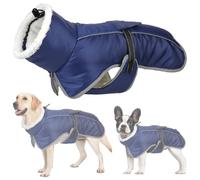 RUYICZB Manteau d'hiver pour Chien, Veste Imperméable d'hiver Chaude pour Chien avec Doublure en Polaire, Manteau Réflecteur Ajustable avec Trou pour Harnais pour Petits Et Moyens Chien,Bleu,XXL