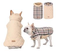 RUYICZB Manteau d'hiver pour Petit Chien, Veste d'hiver en Polaire Imperméable Et Chaud Vêtements pour Chien De Taille Moyenne Grande avec Trou De Harnais, Veste Réversible À Carreaux,Beige,XXL